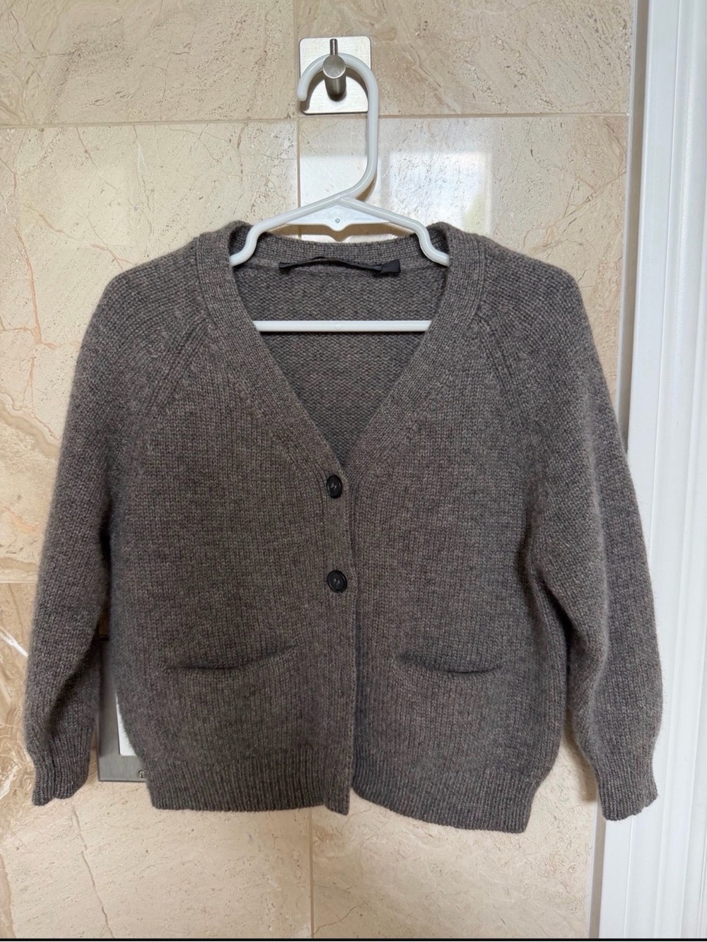 Jenni Kayne Brown V-Neck Two-Button Pocket Cardigan
